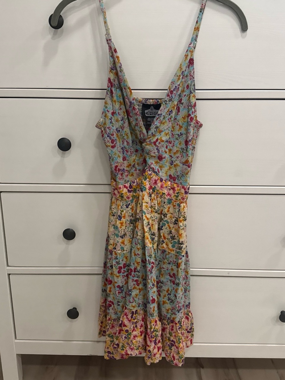 Angie Floral Midi Dress - Light Blue, Yellow, Pink